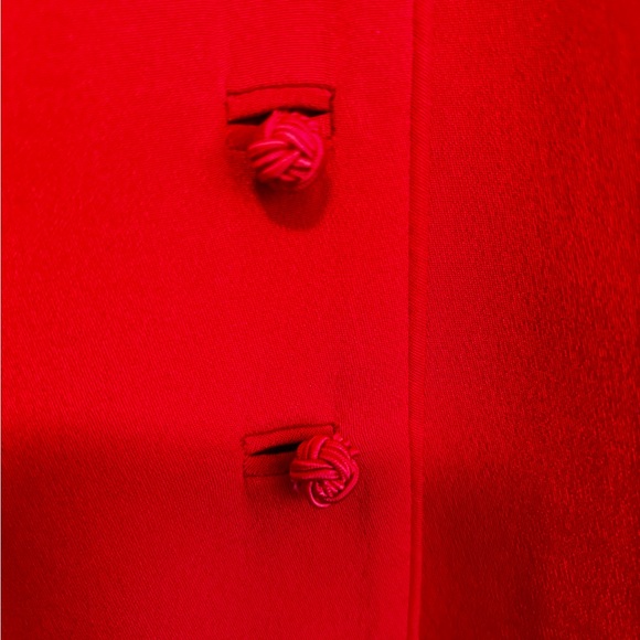 VTG ANN TAYLOR RED 100% SILK LONG SLEEVE TEN BUTTON VALENTINE JACKET SZ 8 - Picture 13 of 13